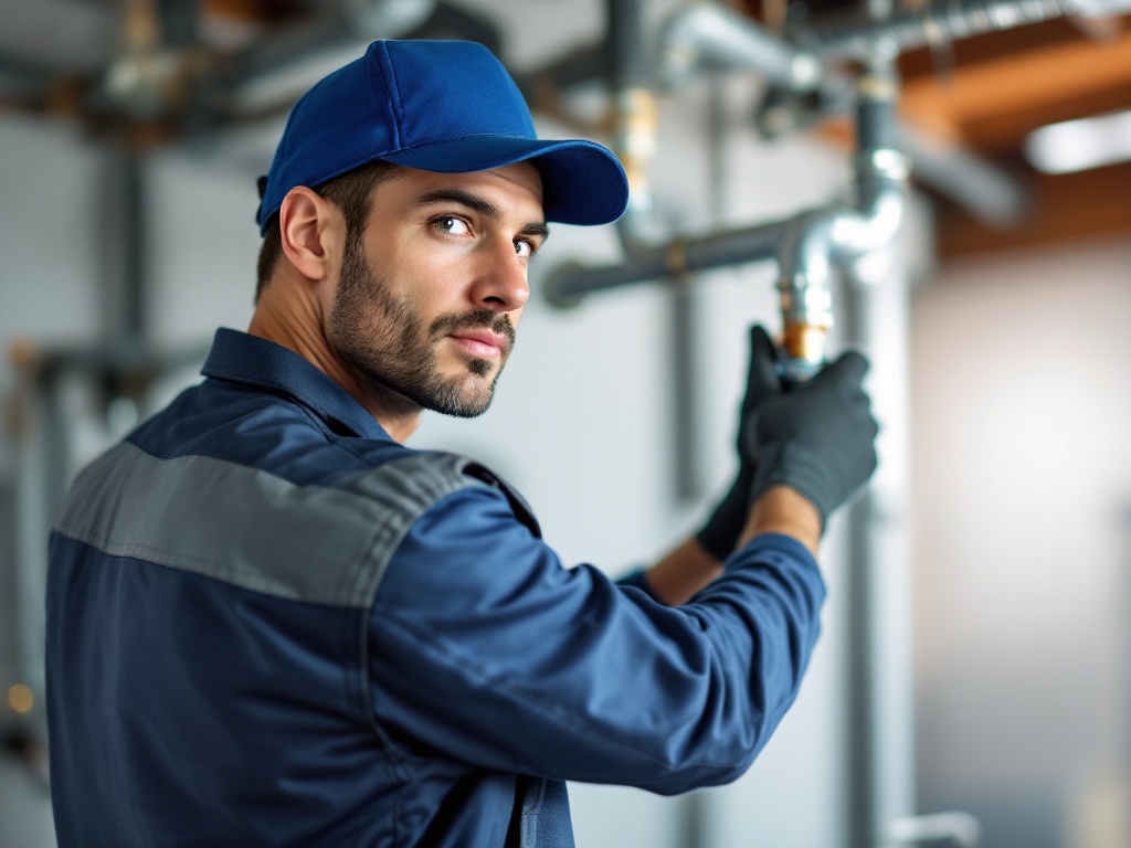 Técnico profissional de reparação doméstica a trabalhar em canalização